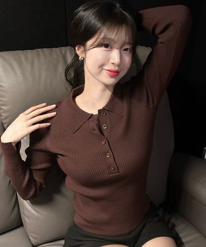 [W]슬림핏 골지 카라 니트 - 4color