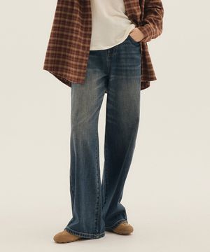 [W]와이드 워싱 데님 팬츠