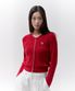 라인 포인트 브이넥 크롭 가디건 [레드]