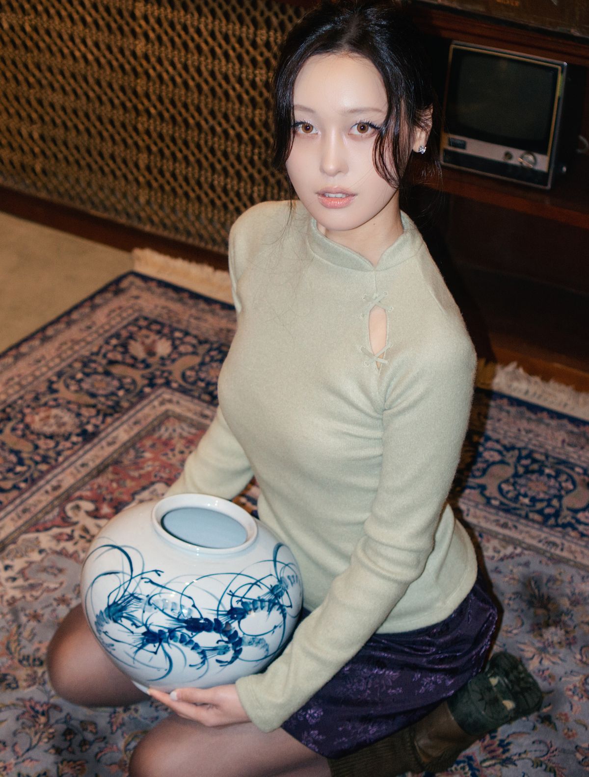 미미몽드(MIMI MONDE) 미스티 치파오 탑(세이지 그린)