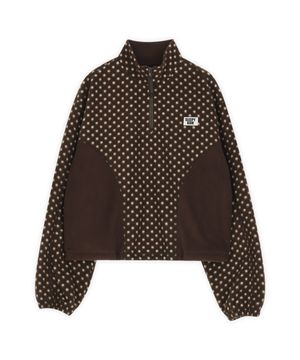 Brown Fleece Harf Zip-Up