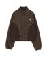Brown Fleece Harf Zip-Up
