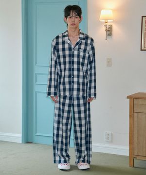 Midnight Gingham Logo Pajama Set