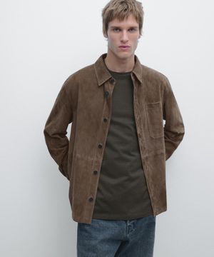 스웨이드 레더 오버셔츠