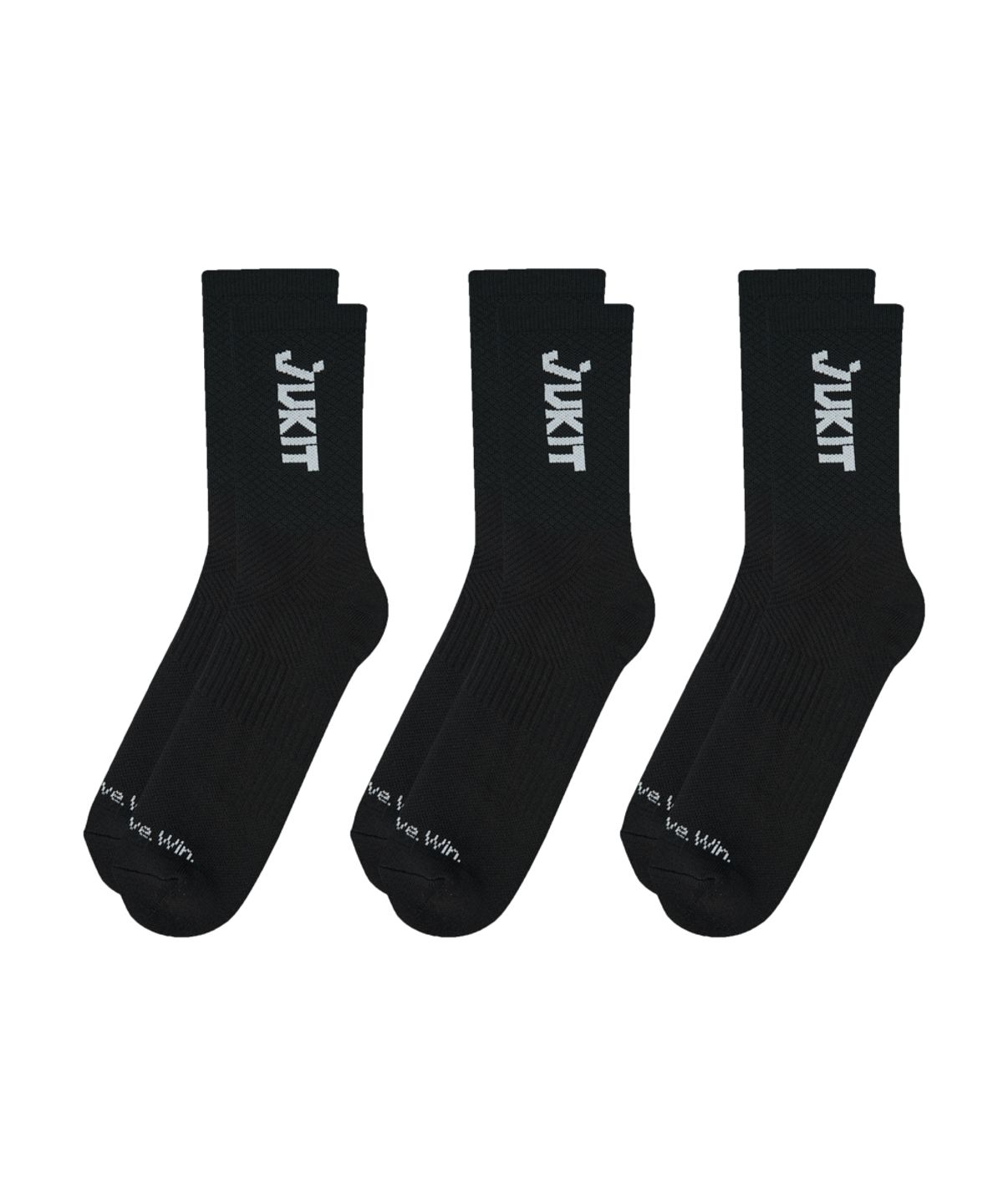 주키트(JUKIT) 풋볼 크루 삭스 축구 풋살 러닝 마라톤 등산 헬스 운동 양말 - 블랙 3PACK