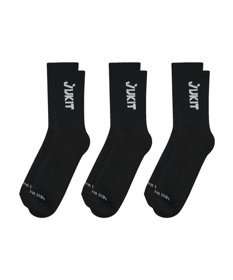 풋볼 크루 삭스 축구 풋살 러닝 마라톤 등산 헬스 운동 양말 - 블랙 3PACK