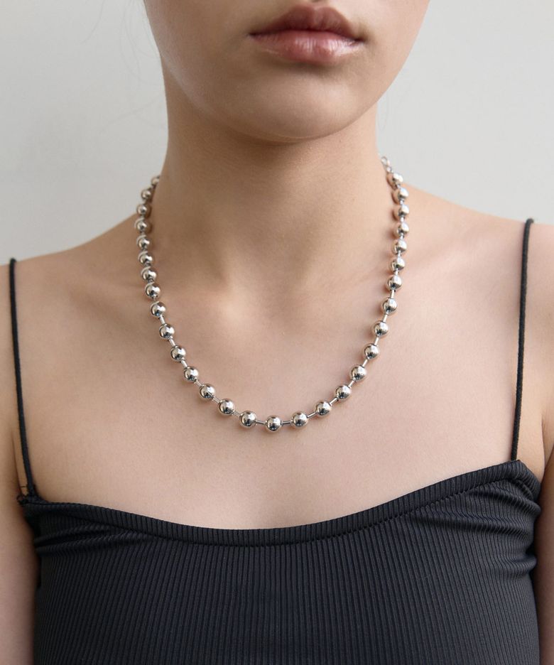 BALL BEADS CHAIN NECKLACE [SILVER]