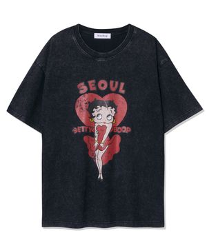 베티붑 먼로 서울 오버핏 반팔 티셔츠_차콜