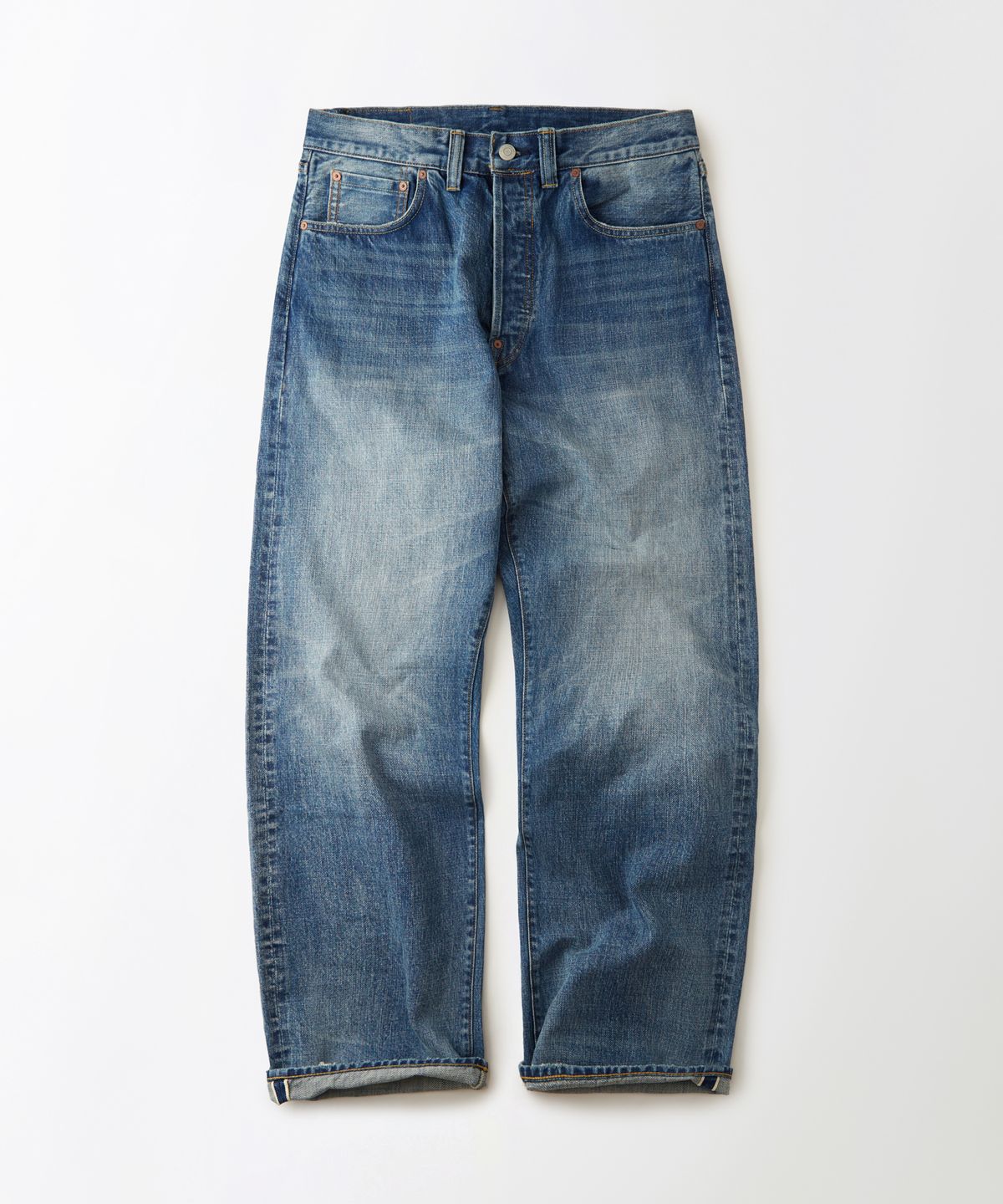 아웃스탠딩(OUTSTANDING) 30S CINCH BACK SELVEDGE WIDE PANTS_L.BLUE