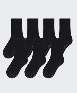 논슬립 리브드 크루 삭스 7팩 [블랙]