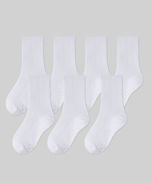 논슬립 리브드 크루 삭스 7팩 [화이트]