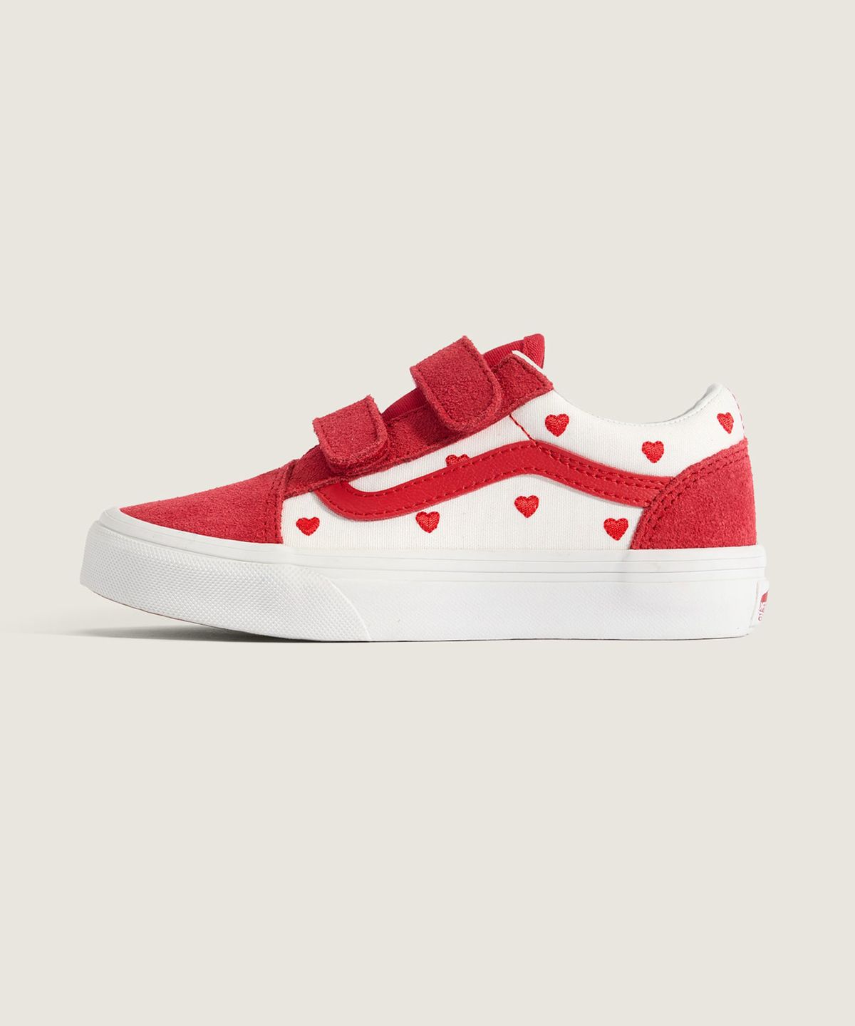반스 키즈(VANS KIDS) 올드스쿨 V 키즈_레드 핫 발렌타인스 레이싱레드/트루화이트