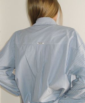 BUTTON POCKET OVERSIZED SHIRT BLUE STRIPE