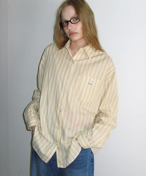 BUTTON POCKET OVERSIZED SHIRT YELLOW STRIPE
