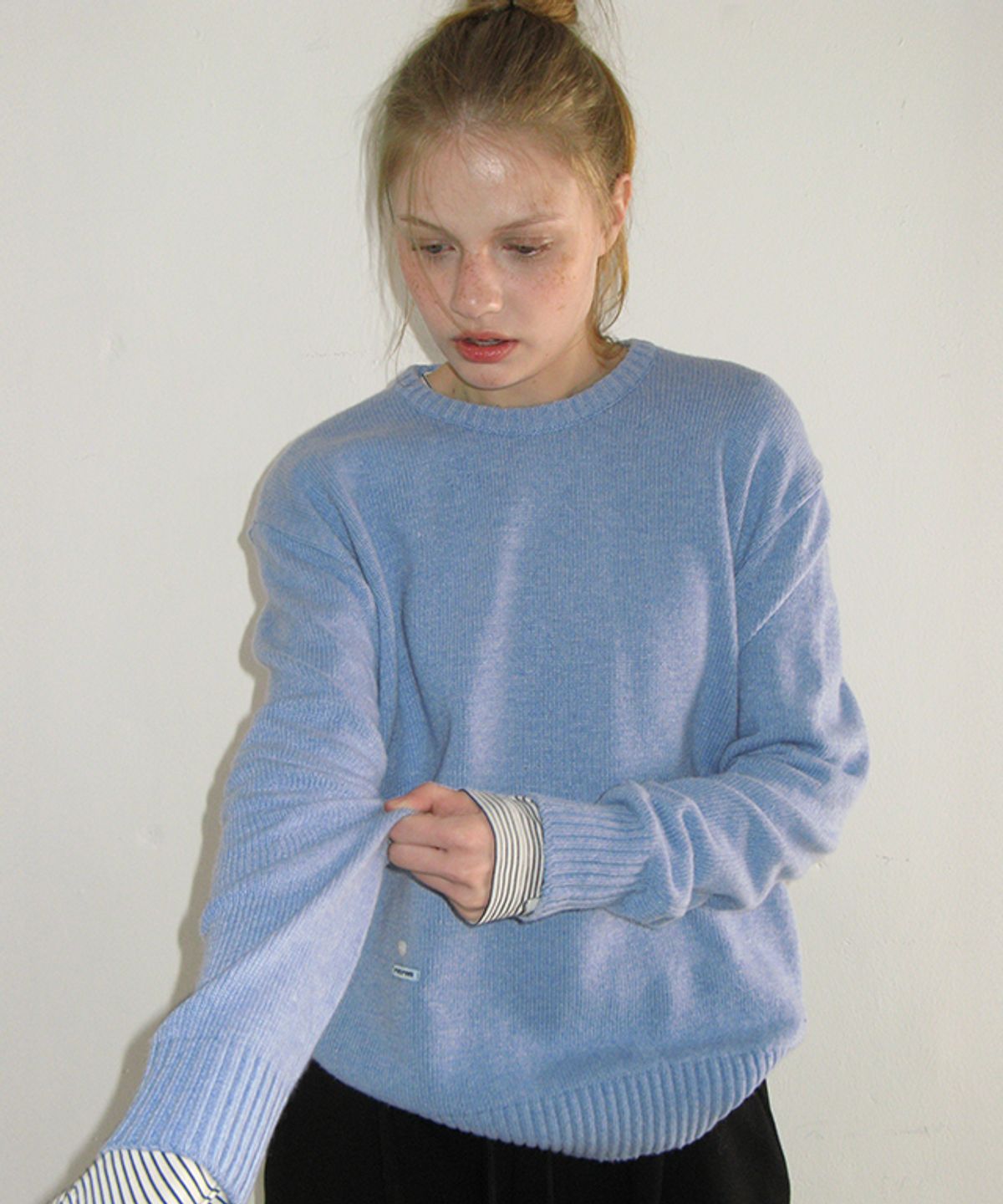 론론(RONRON) DAILY SOFT ROUND KNIT BLUE