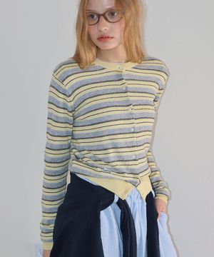 SOFT DAYS KNIT CARDIGAN YELLOW STRIPE
