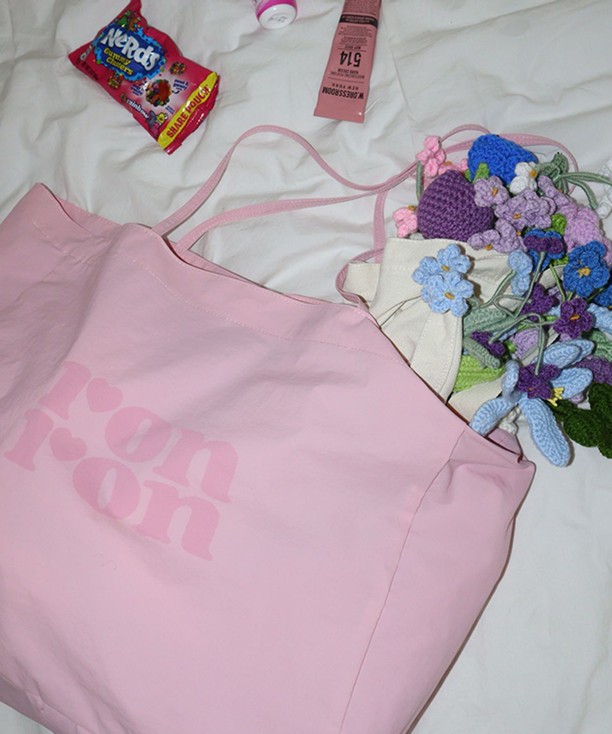 론론(RONRON) LOGO NYLON SHOPPER SOFT PINK