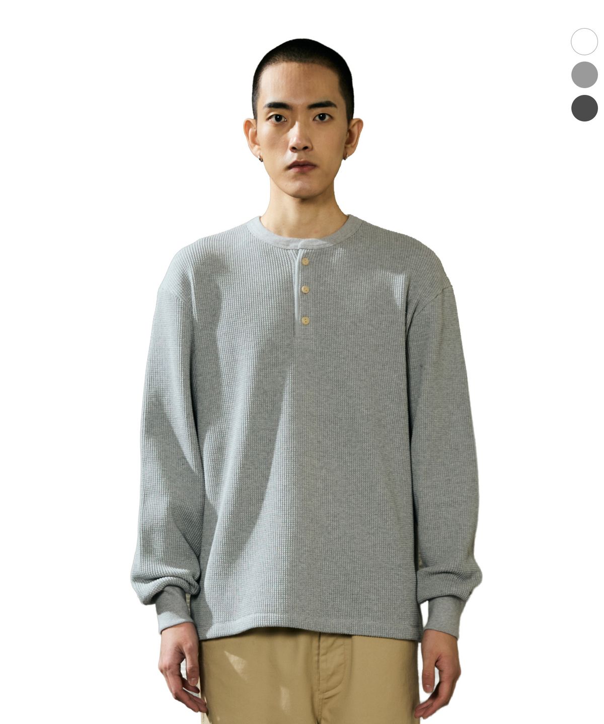 디스커스 애슬레틱(DISCUS ATHLETIC) [3COLORS] USAFA 와플 헨리 넥 롱 슬리브 티셔츠