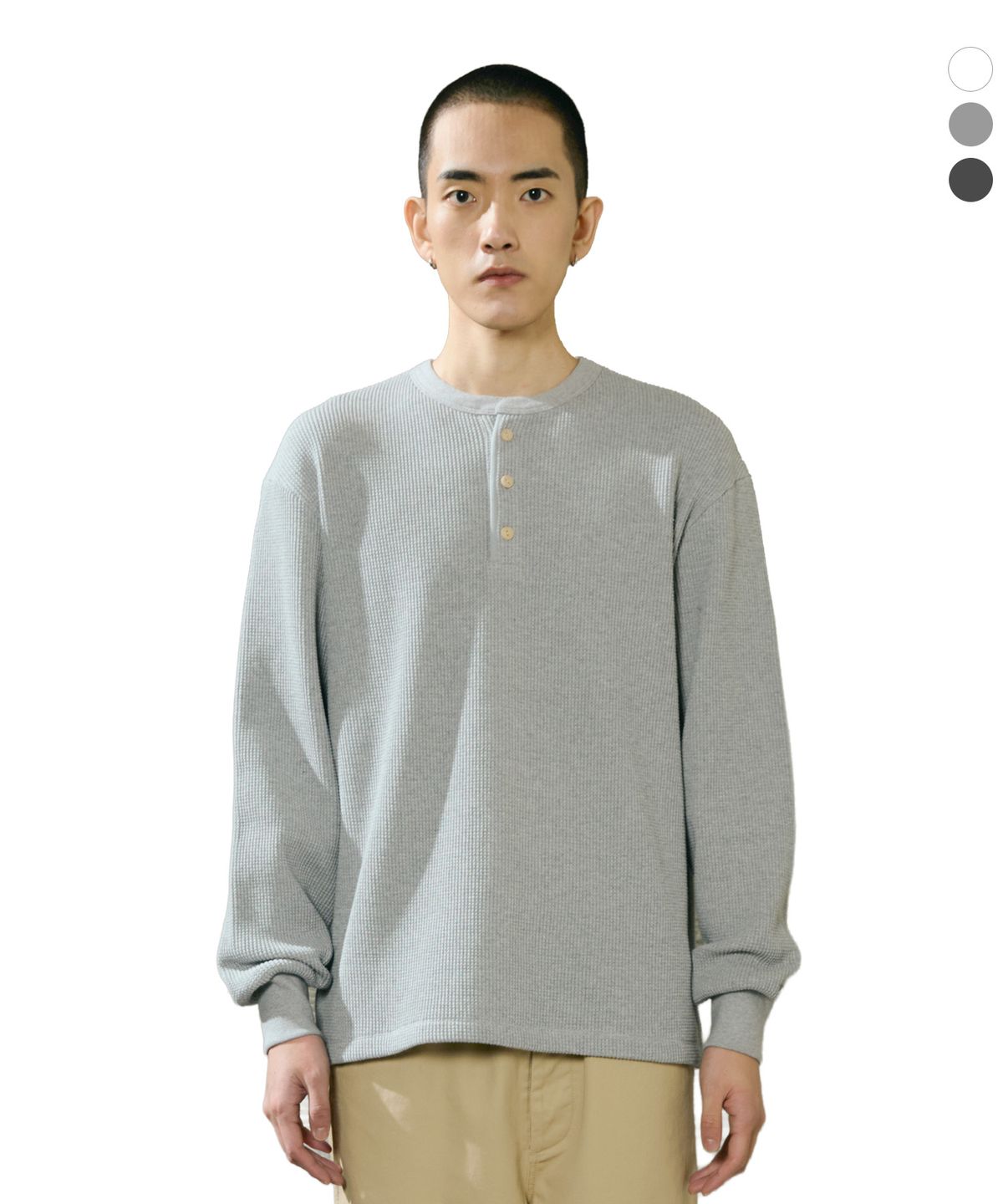 디스커스 애슬레틱(DISCUS ATHLETIC) [3COLORS] USAFA 와플 헨리 넥 롱 슬리브 티셔츠