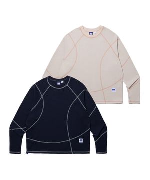 [2COLORS] 스티치 와플 롱 슬리브