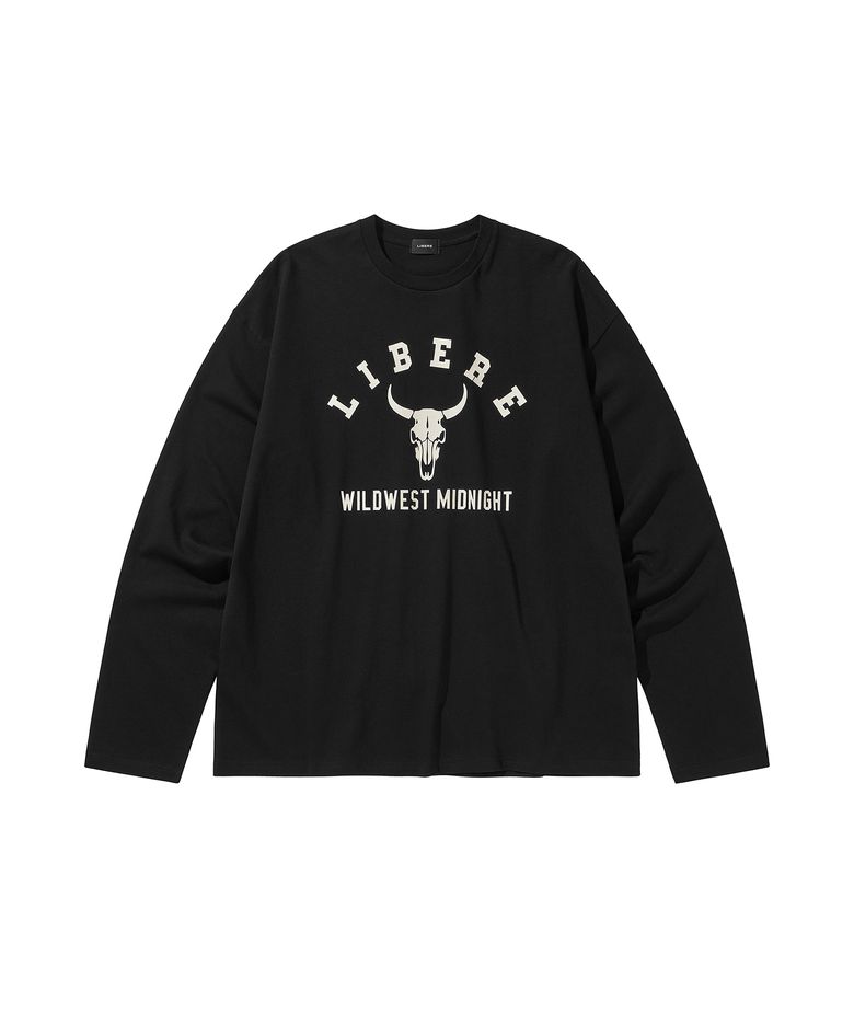 BISON BULL LONG SLEEVE T-SHIRTS / BLACK