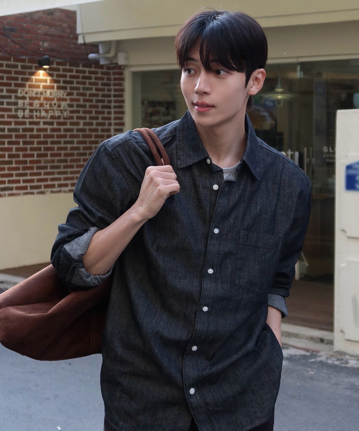 마인드브릿지(MINDBRIDGE) 데님 오버핏 데일리 셔츠 - 3color