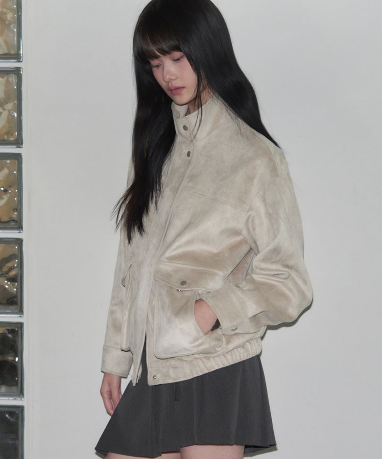 더블 포켓 스웨이드 블루종 자켓 [CREAM]