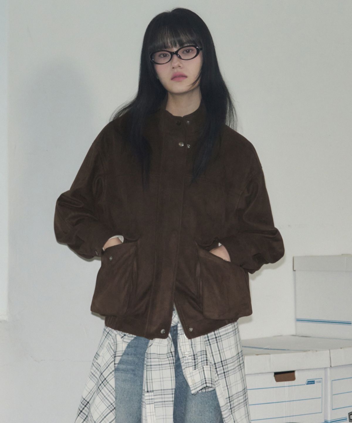 레더리(LEATHERY) 더블 포켓 스웨이드 블루종 자켓 [D.BROWN]