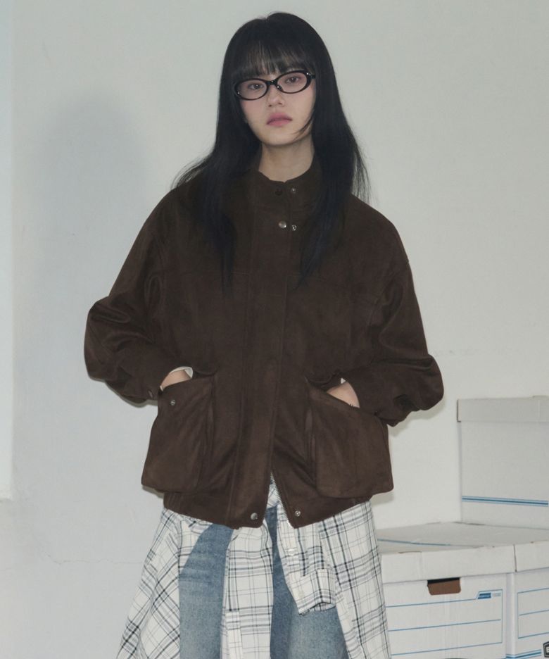 더블 포켓 스웨이드 블루종 자켓 [D.BROWN]