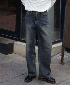 엑스트라 와이드 옐로우 워싱 데님 팬츠