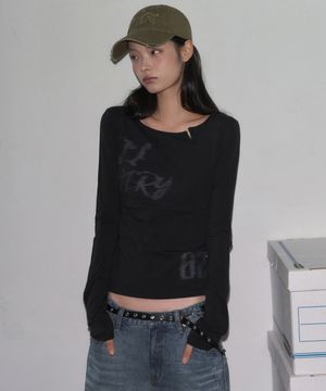 레터링 슬릿 롱슬리브 [BLACK]
