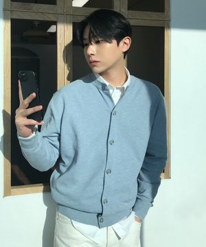 워셔블 린넨 라이크 라운드 세미 오버핏 가디건 - 3color