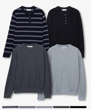 [ON][SET][헨리넥or크롭 선택]오버핏 데일리 니트 - 7color