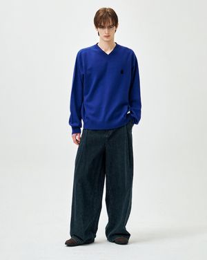 셈블런스 홀가먼트 브이넥 니트 블루 ZI2KT807BL