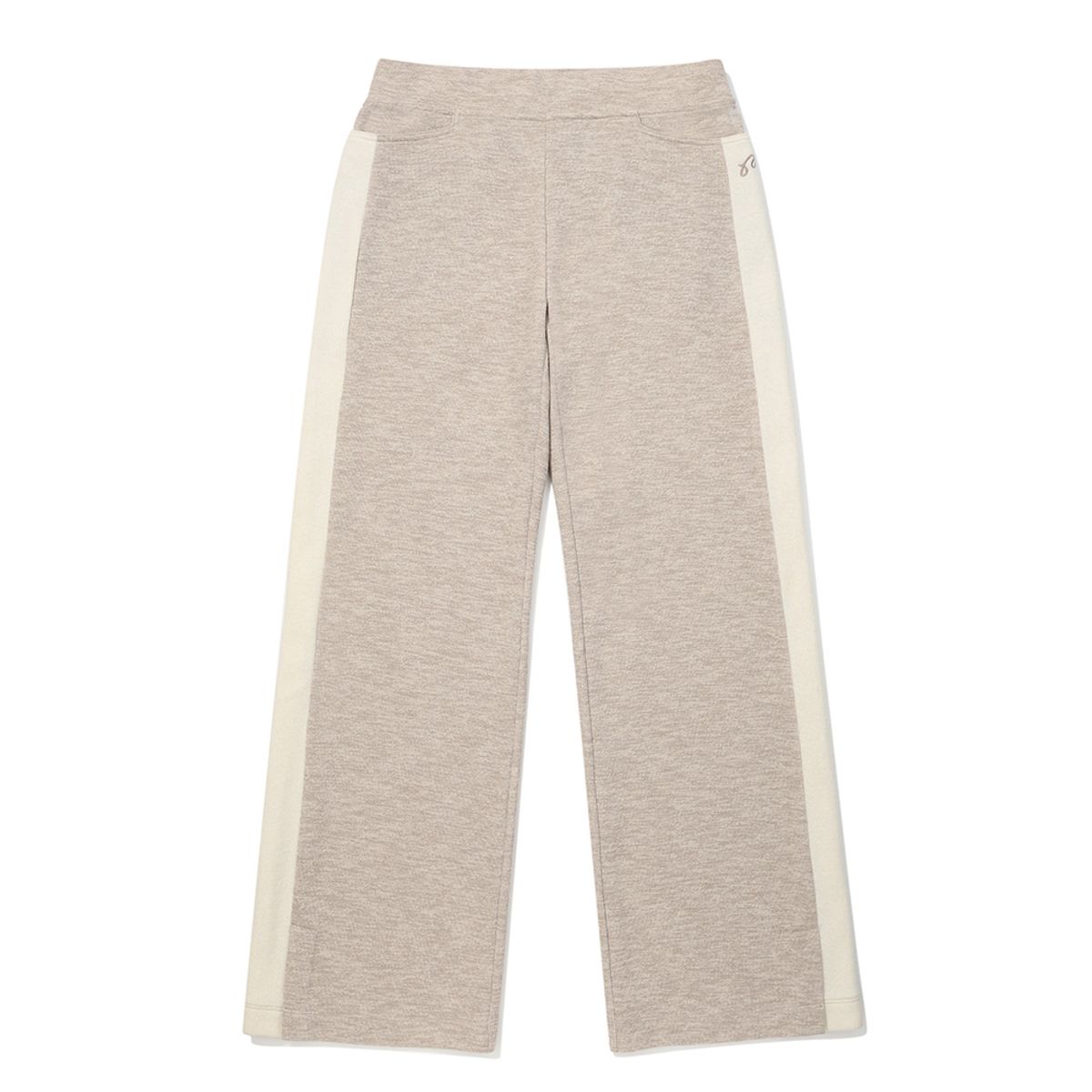 말본 골프(MALBON GOLF) 니트라이크 와이드 부츠컷 팬츠 BEIGE (WOMAN)