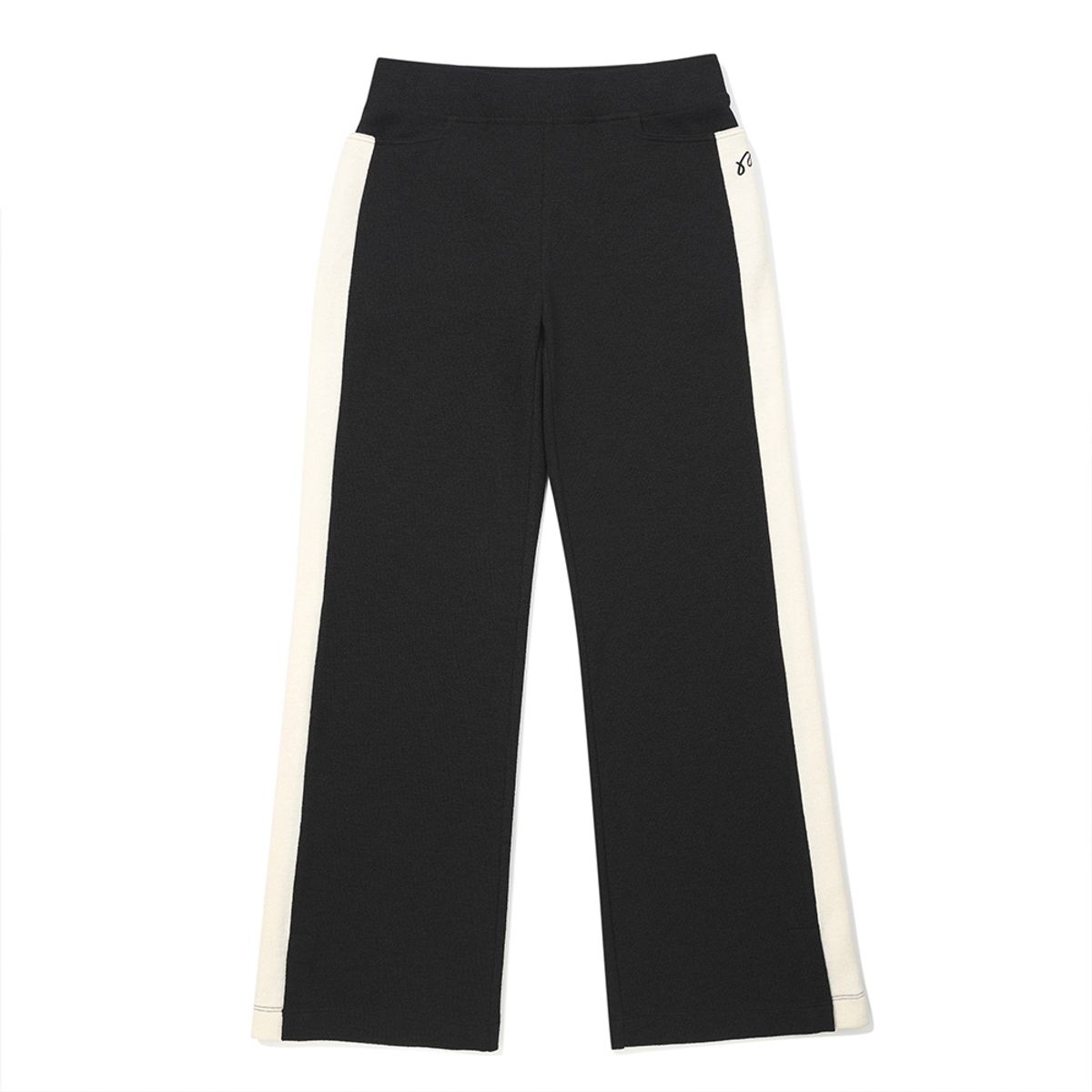 말본 골프(MALBON GOLF) 니트라이크 와이드 부츠컷 팬츠 BLACK (WOMAN)