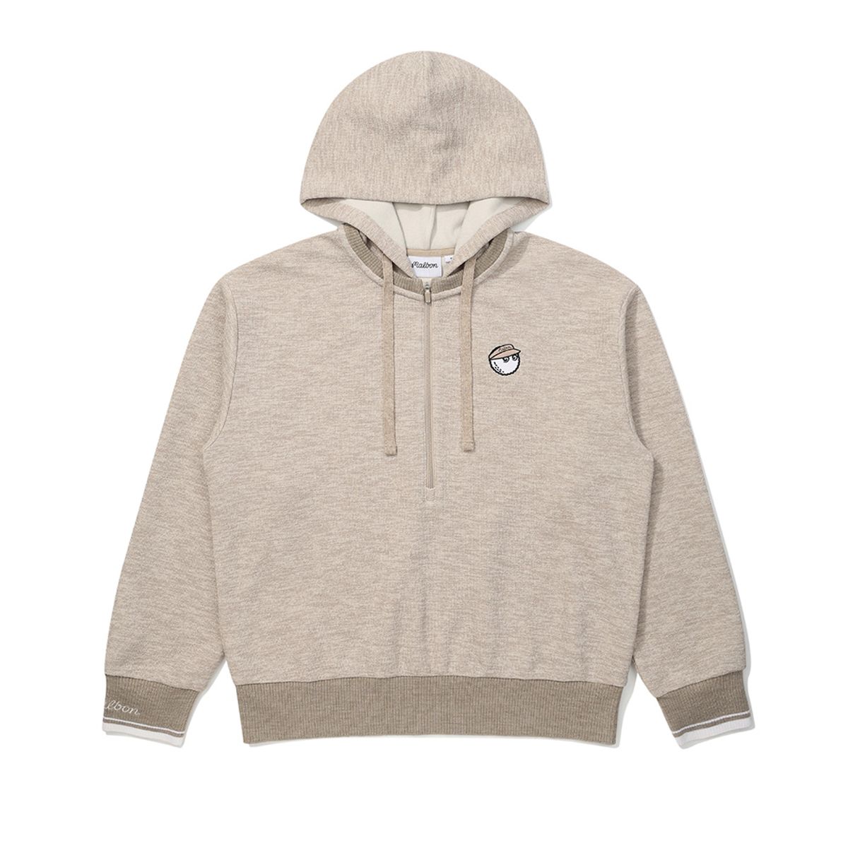말본 골프(MALBON GOLF) 니트라이크 하프집업 후드 맨투맨 BEIGE (WOMAN)