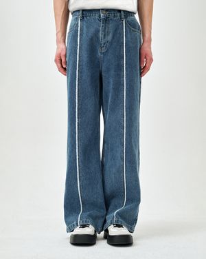 버티컬 컷 플레어 데님 팬츠 블루 ZI2PT235BL