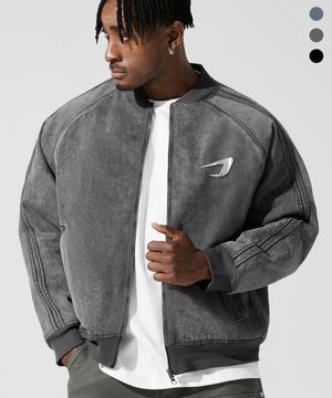 트랙 데님 블루종 자켓_그레이