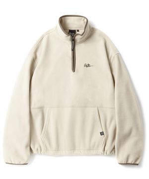 S-SCRIPT LOGO FLEECE HALF ZIP CREWNECK_L.BEIGE