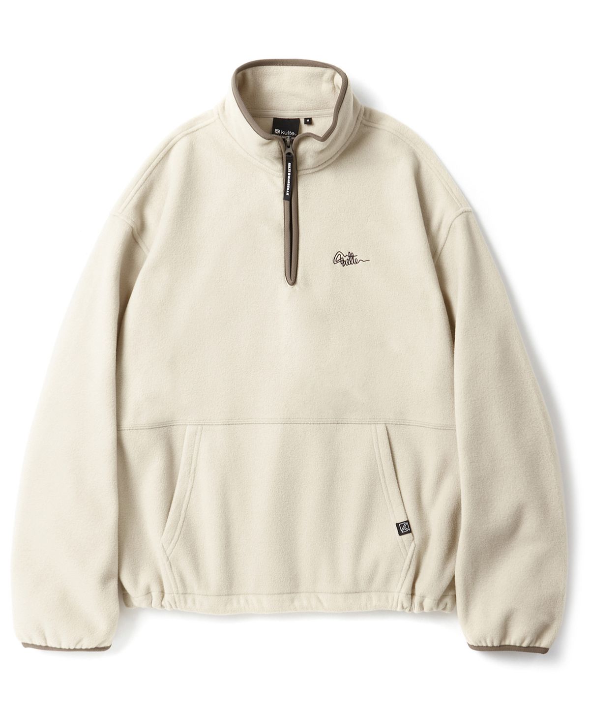 쿨트(KULTE) S-SCRIPT LOGO FLEECE HALF ZIP CREWNECK_L.BEIGE
