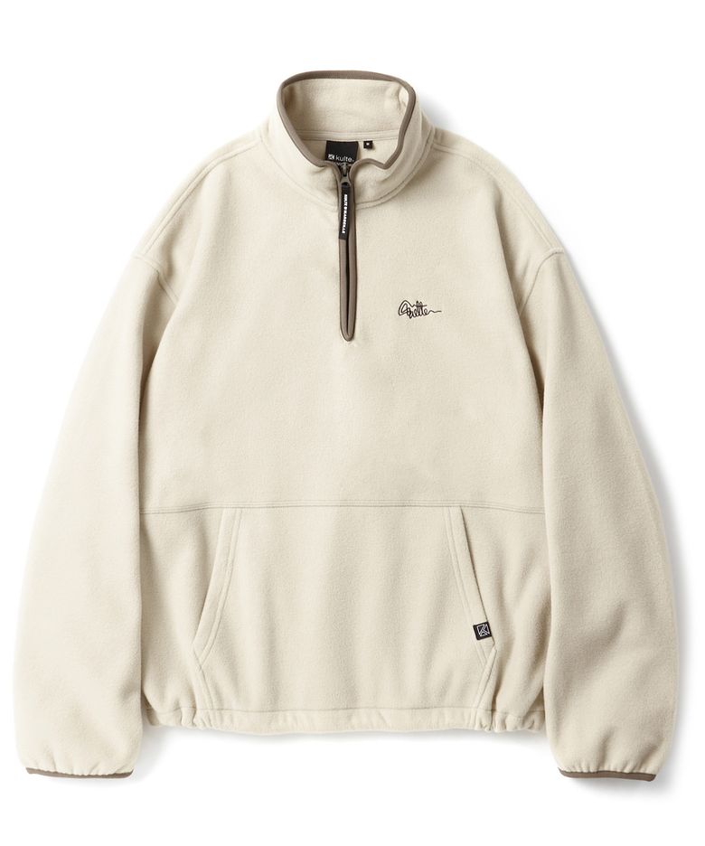 S-SCRIPT LOGO FLEECE HALF ZIP CREWNECK_L.BEIGE