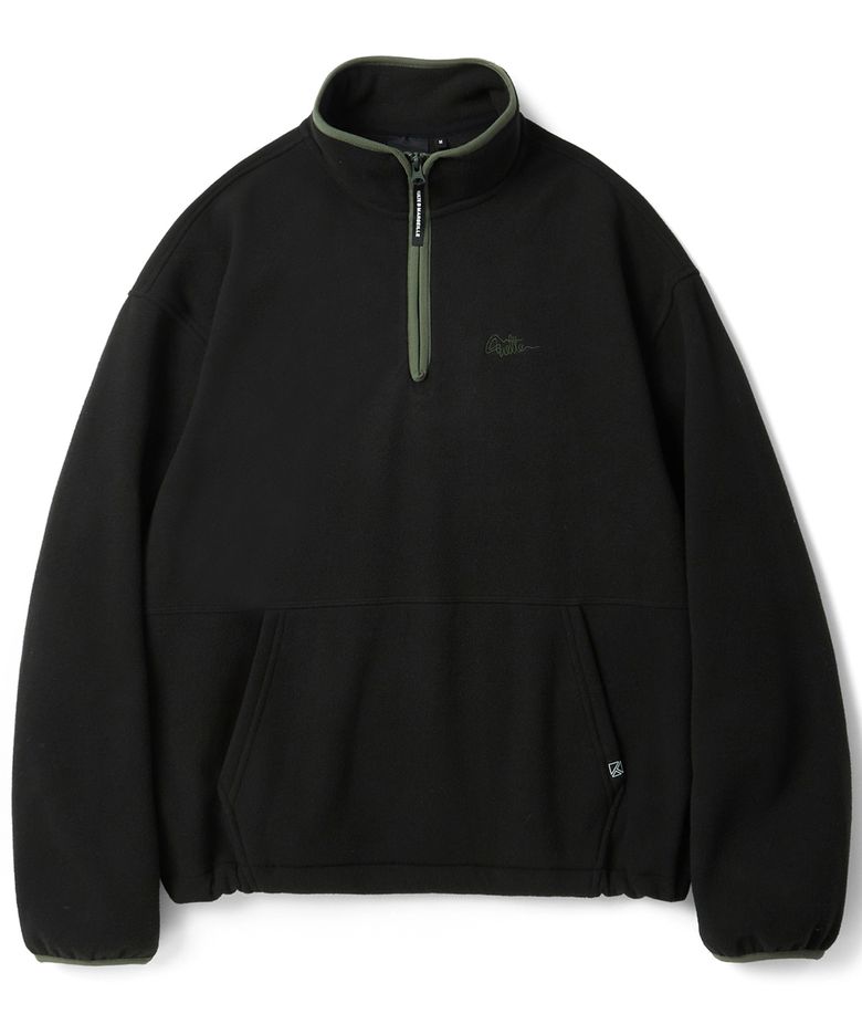 S-SCRIPT LOGO FLEECE HALF ZIP CREWNECK_BLACK