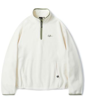 S-SCRIPT LOGO FLEECE HALF ZIP CREWNECK_IVORY