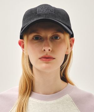 DENIM WASHING SMALL CLASSIC LOGO COVERED CAP washed black