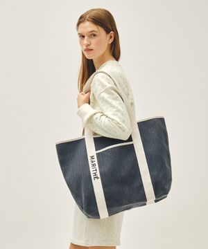 REGULAR LOGO BIG COTTON BAG navy