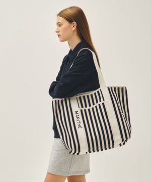 REGULAR LOGO BIG COTTON BAG stripe