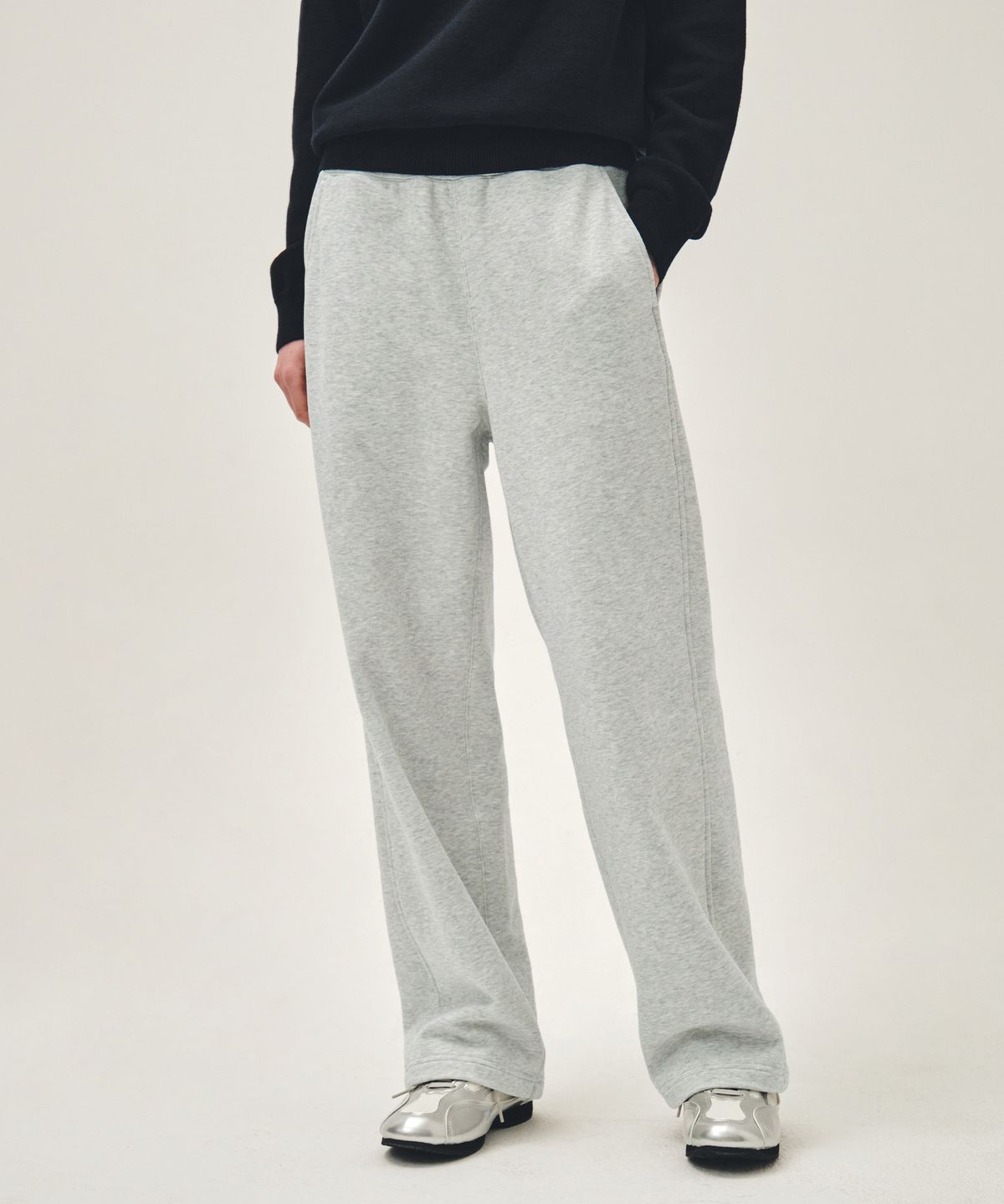 마리떼 프랑소와 저버(MARITHÉ + FRANҪOIS GIRBAUD) STITCH WIDE SWEAT PANTS light heather gray