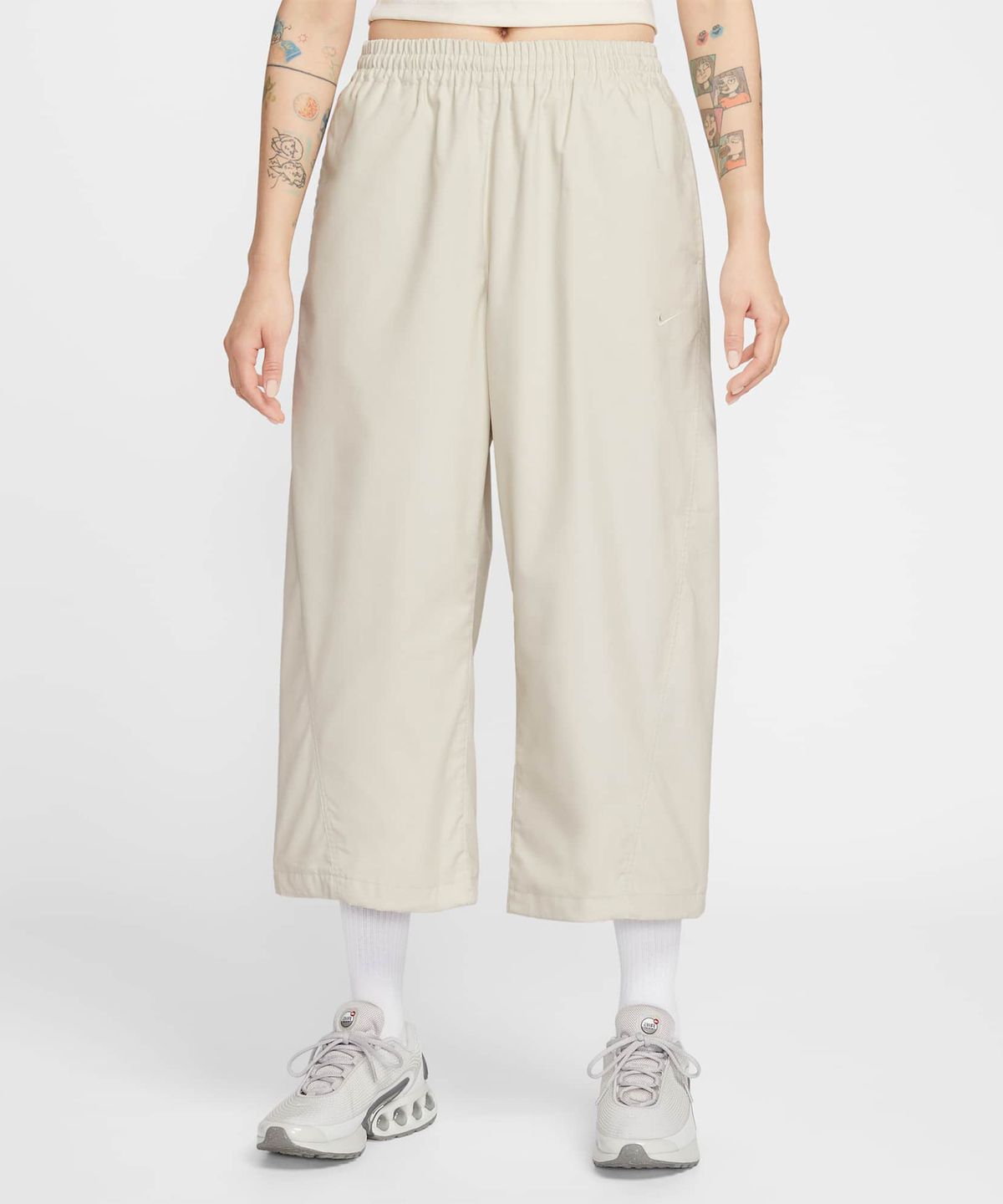 나이키(NIKE) 스포츠웨어 오버사이즈 미드라이즈 우븐 팬츠 W - 라이트 본:헤더:라이트 본 / IF5454-072