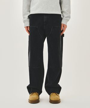 M DOUBLE KNEE DENIM PANTS black